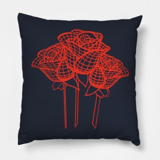 Stylized Line Drawing Artistic Red Roses Vector Pillow