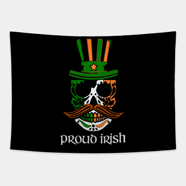 Celtic St. Patricks Day proud irish Skull T-shirt Tapestry by chilla09