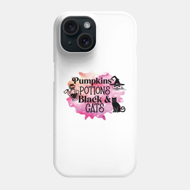 Pumpkin potions and black cats Halloween Phone Case by alcoshirts