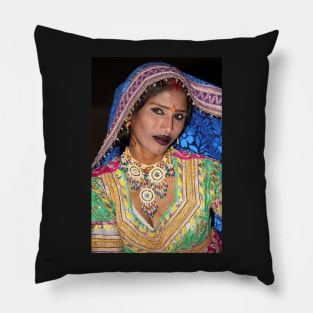 Portrait of a Dancer in Rajasthan, India Pillow