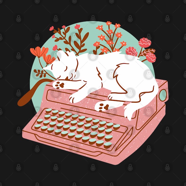 Typewriter and Cat by Wlaurence