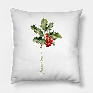 Holly - Birth Month Flower for December Pillow