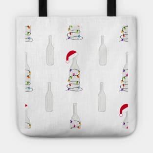 Christmas champagne bottle with Christmas light bulb Tote