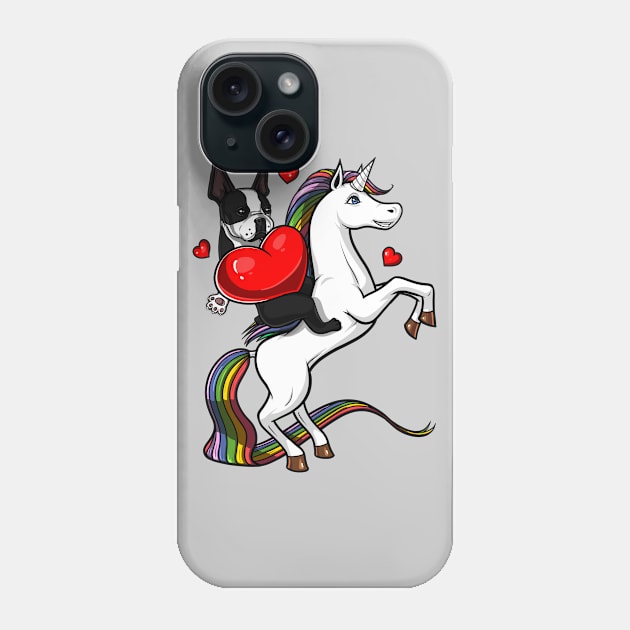 Boston Terrier Dog Riding Unicorn Phone Case by underheaven