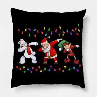 Dabbing Santa Elf Bear Christmas Pillow