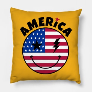 America Smiley Face Pillow