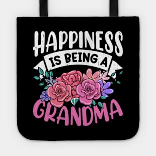 Happiness Is Being Grandma - Flower Art Grandma Tote