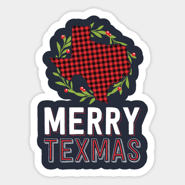 Merry Texmas Texas Yall Red Buffalo Plaid Family Christmas Merry Christmas Sticker Teepublic