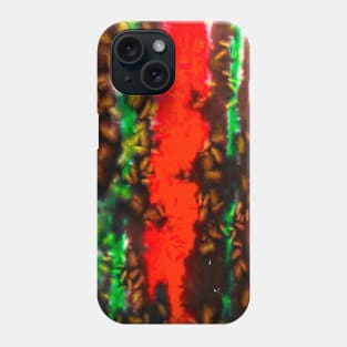 abstract ink art texture resist technique red green & brown Phone Case