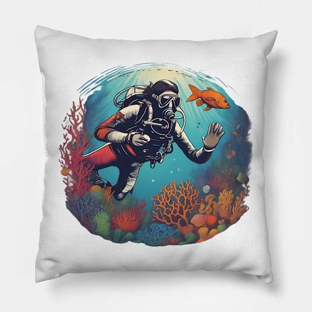 Hawaiian Ocean Dive Summer Colors Pillow by trubble