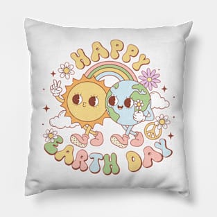 Happy Earth Day Retro Earth Day 2024 Environment Pillow