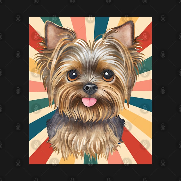 Cute Yorkshire Terrier Dog Breed 80s 90s Retro Style Vintage Design Animal Pet by Inspirational And Motivational T-Shirts