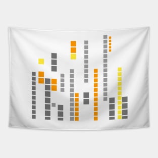 Geometric Pixel pattern orange gray Tapestry