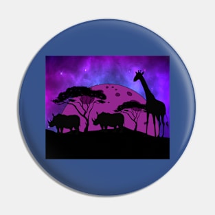 Retro Vintage Sunset Africa At Night Pin