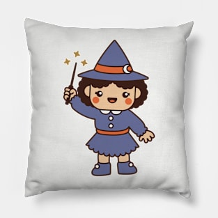 Kawaii Cute Cartoon Witch Kid Pillow