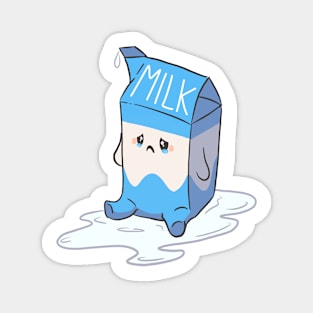 Sad blue crying kawaii spilt milk carton Magnet