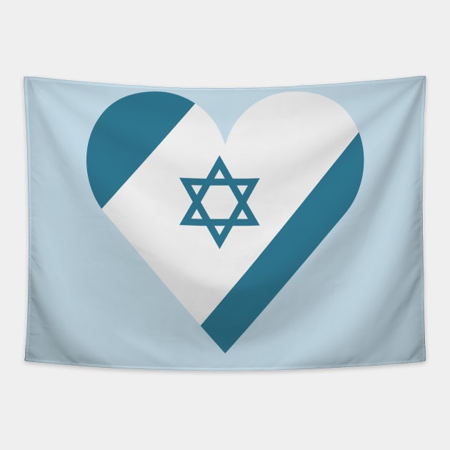 Israel flag icon in heart shape in flat design Tapestry by wavemovies