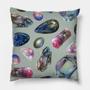 Colorful vibrant gemstones - Crystals splendor Pillow