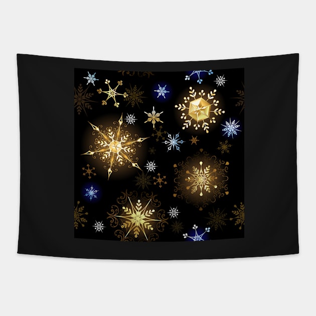 Seamless with Golden Snowflakes Tapestry by Blackmoon9