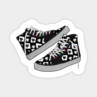 Floral Checkered High tops in Black & White Magnet