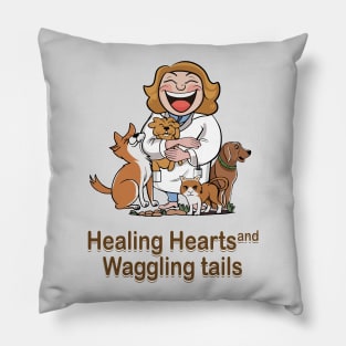 healing hurts and waggling tails Pillow