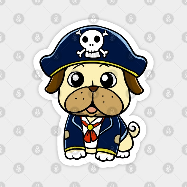 Pirate Pug Magnet by WildSloths