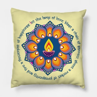 Happy Diwali with a traditional Diwali wish Pillow