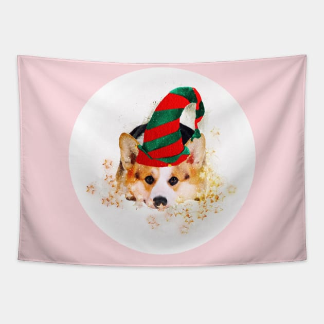 Corgi Santa’s Little Helper Tapestry by emanuelacarratoni