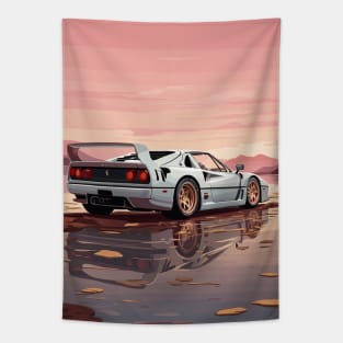 Italian White F40 Classic Car Poster Tapestry