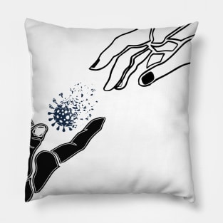 two hands reaching towards each other Pillow