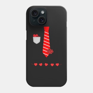 Valentine Tie Tux Costume Funny Valentine Tuxedo Red Tie With Rose Phone Case