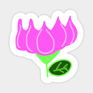 pink lotus green leaves design Magnet