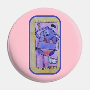 Sun-Loving Purple Monster: Watercolour Beach Art Pin