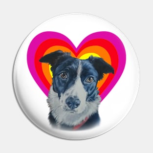 Beautiful painting of a collie dog in a heart Pin