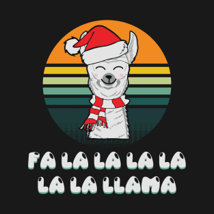 Fa La La La La La La Llama Funny Llama Wearing Santa Hat Christmas Gift For Llama Lover T-Shirt