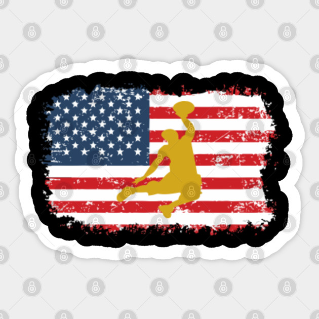 Usa Flag Basketball 4th Of July Usa Flag Basketball Sticker