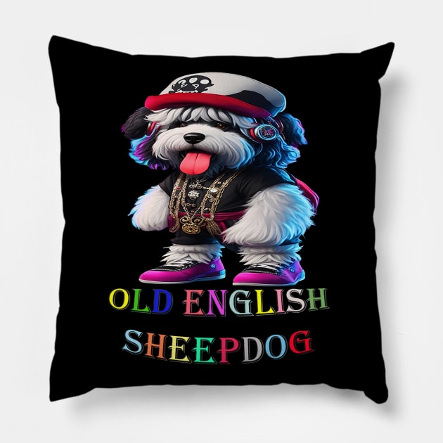 Cute old English Sheepdog Pillow by H.M