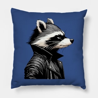 Cool Black Racoon Pillow