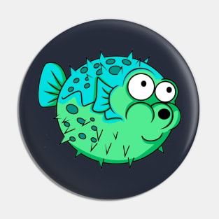 blue and green puffer fish with big eyes porcupine Pin
