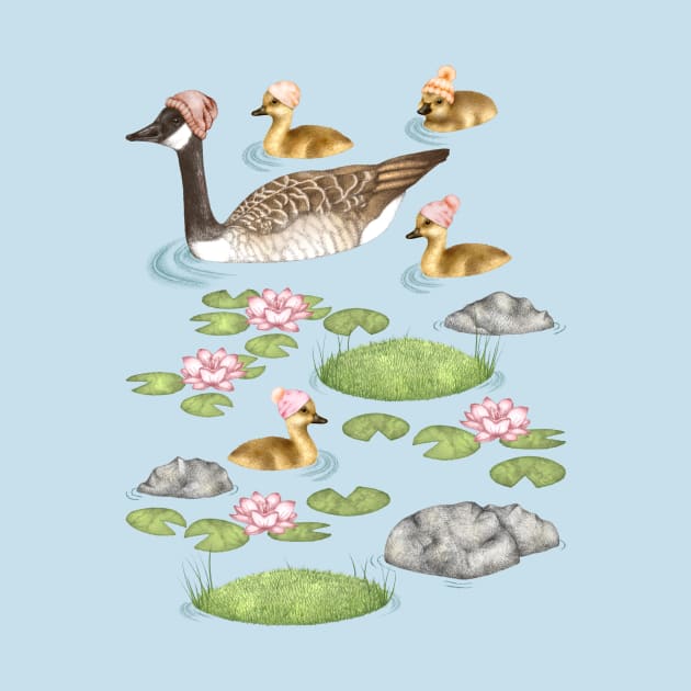 Graceful Geese and Gorgeous Goslings in Crisp Spring Weather by PerrinLeFeuvre