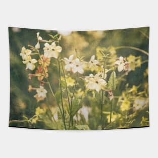 Yellow flowers blooming in a noody garden Tapestry