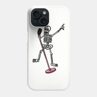 Funny dancing and singing skeleton cute cartoon digital illustration Phone Case