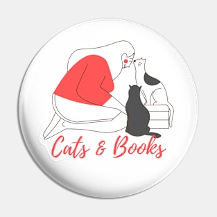 Cats and Books Pin