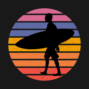 Surfer Surf Retro Sunset Silhouette T-Shirt