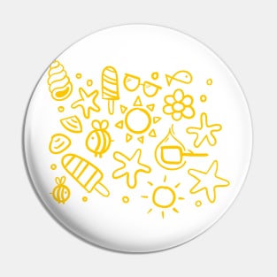 summer items yellow - sun ice cream bee seastar sea elements warm Pin