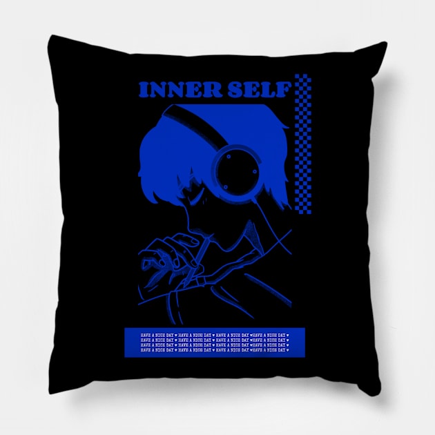 Simplistic Japanese Animation Style Artwork Pillow by New East 