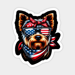 USA 4th Of July Patriotic American Yorkshire Terrier flag us Magnet