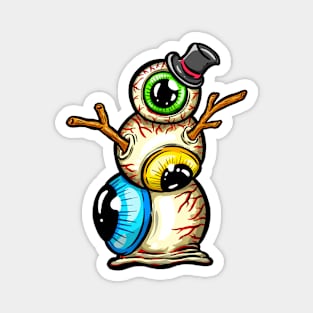Eyeball Snowman Freaky Weird Art Eyes Illustration Cartoon Magnet