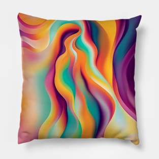 People in Colors - fluid abstract silhouette Pillow