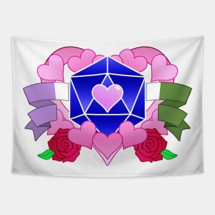 DiceHeart - Genderqueer Banner, Dark Blue Dice Tapestry